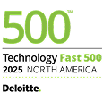 Deloitte Technology Fast 500 North America 2025 logo, featuring large green "500" and black text on a white background.