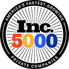 Inc. 5000 logo with the text "America's Fastest-Growing Private Companies" in a circular design around "Inc. 5000" in black, red, orange, and blue.